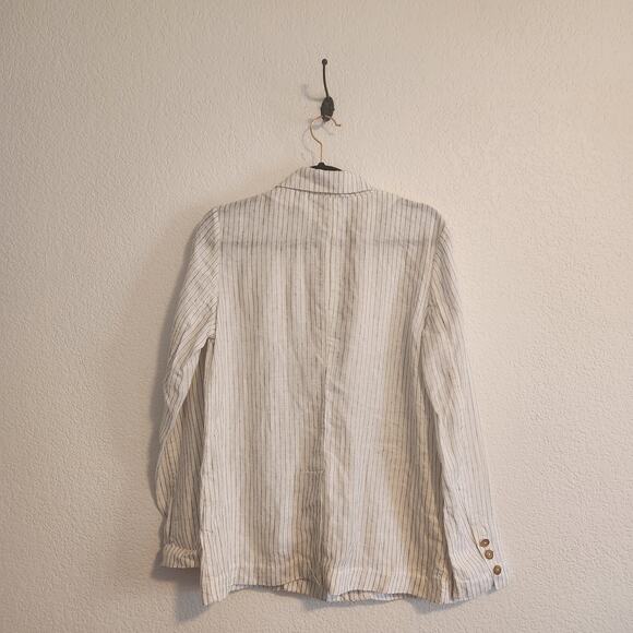 MICHAEL STARS SINGLE BREASTED BLAZER‎ WHITE/BLACK WOVEN LINEN WOMENS SMALL - Picture 4 of 8